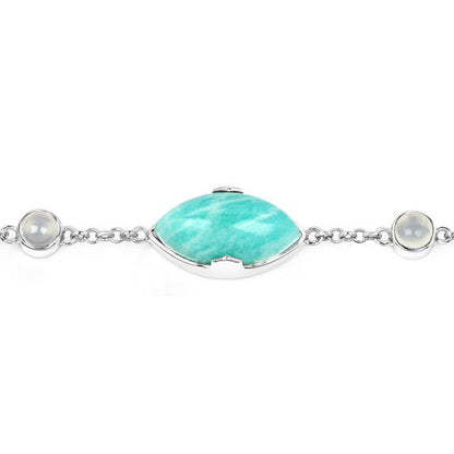 29.70 Carat Genuine Amazonite and White Agate .925 Sterling Silver Bracelet by Bids.com