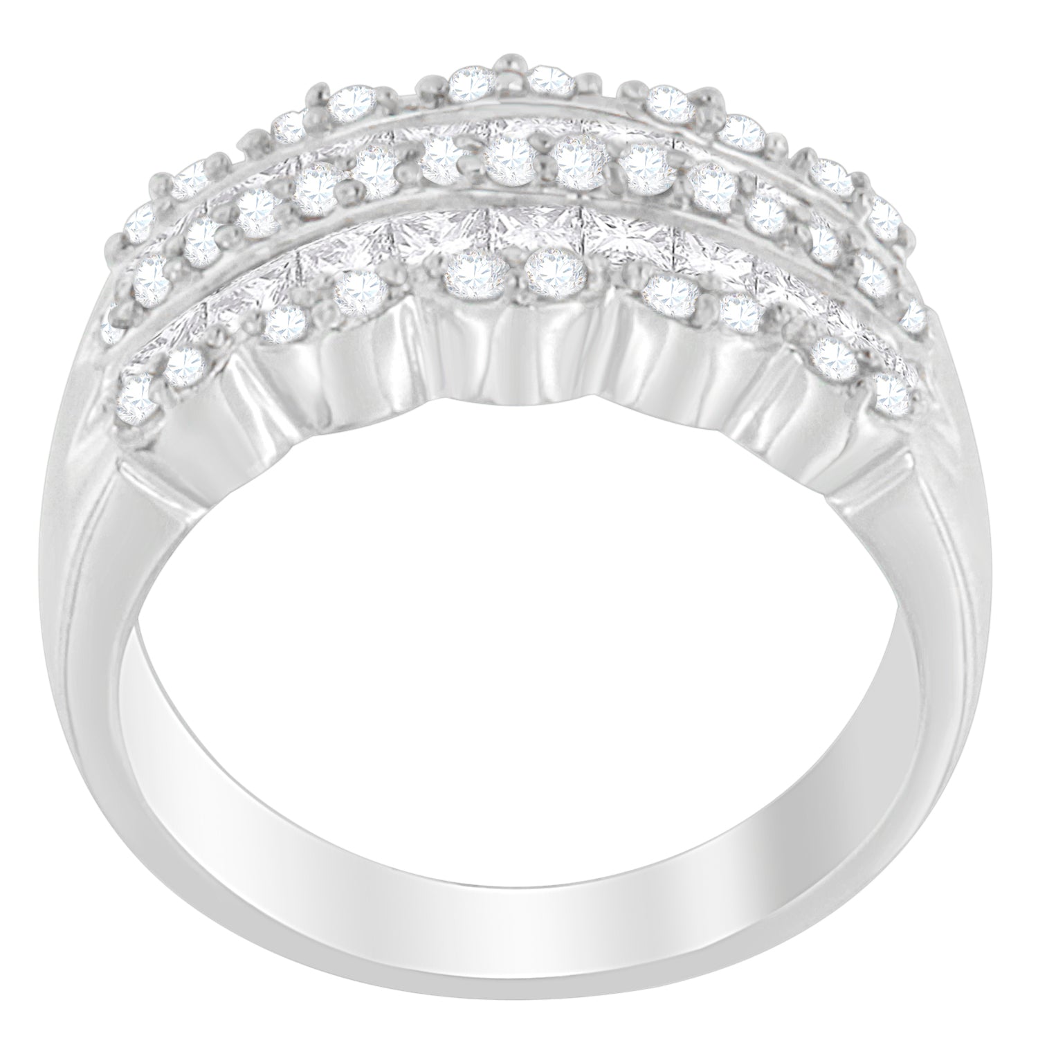 14K White Gold 1 1/7ct. TDW Round and Princess-Cut Diamond Ring(H-I, SI2-I1) by Bids.com