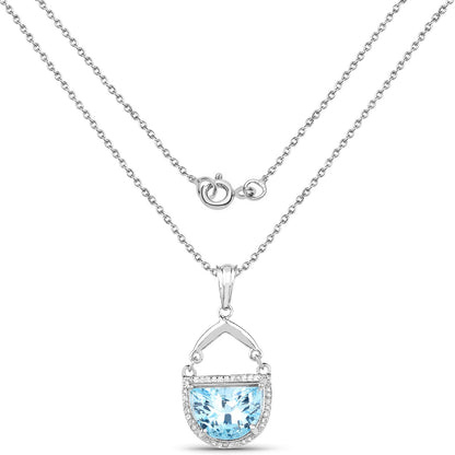4.08 Carat Genuine Swiss Blue Topaz &amp; White Topaz .925 Sterling Silver Pendant by Bids.com