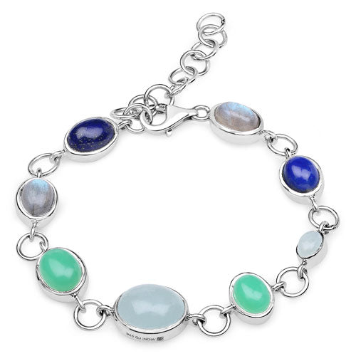 15.67 Carat Genuine Multi Stone .925 Sterling Silver Bracelet  DestGlow