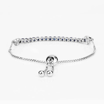 2.41 Carat Genuine Blue Sapphire and White Zircon .925 Sterling Silver Bracelet by Bids.com