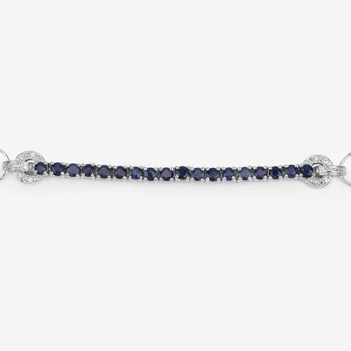 2.41 Carat Genuine Blue Sapphire and White Zircon .925 Sterling Silver Bracelet by Bids.com