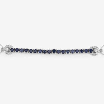 2.41 Carat Genuine Blue Sapphire and White Zircon .925 Sterling Silver Bracelet by Bids.com