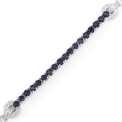 2.41 Carat Genuine Blue Sapphire and White Zircon .925 Sterling Silver Bracelet by Bids.com