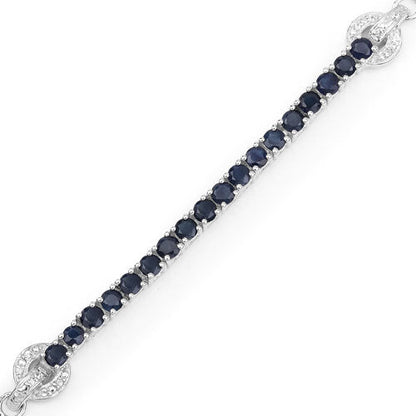 2.41 Carat Genuine Blue Sapphire and White Zircon .925 Sterling Silver Bracelet by Bids.com