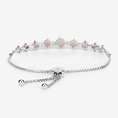 5.50 Carat Genuine Pink Opal and White Topaz .925 Sterling Silver Bracelet  DestGlow