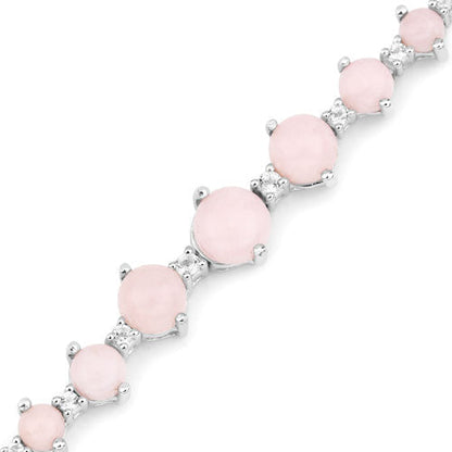 5.50 Carat Genuine Pink Opal and White Topaz .925 Sterling Silver Bracelet  DestGlow