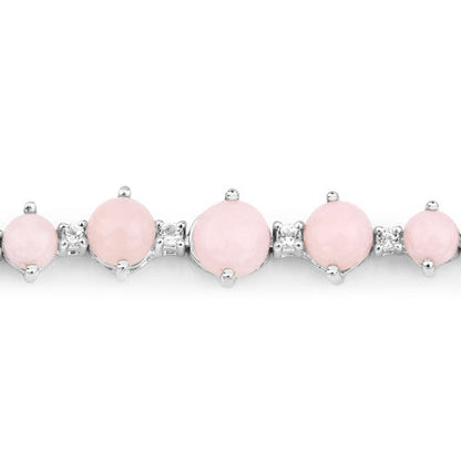 5.50 Carat Genuine Pink Opal and White Topaz .925 Sterling Silver Bracelet  DestGlow