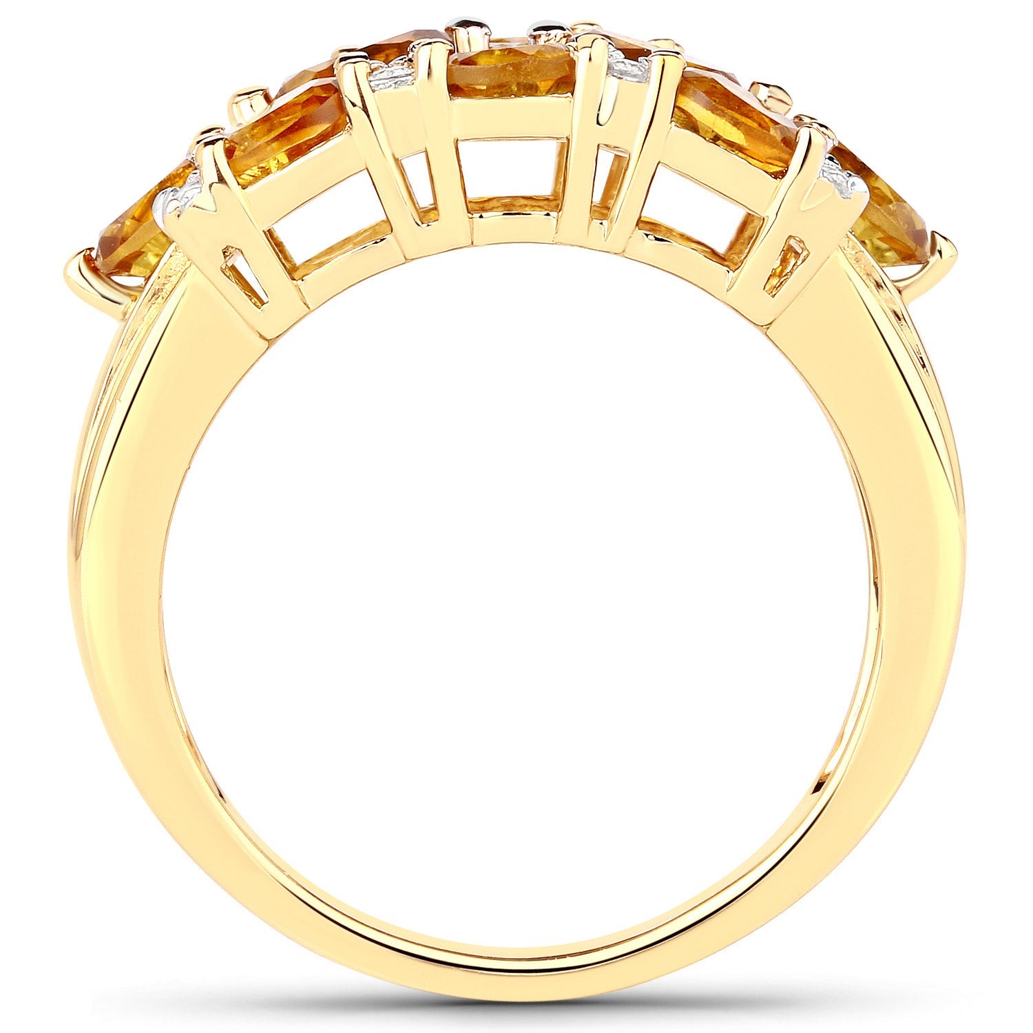 14K Yellow Gold Plated 2.48 Carat Genuine Citrine &amp; White Topaz .925 Sterling Silver Ring by Bids.com