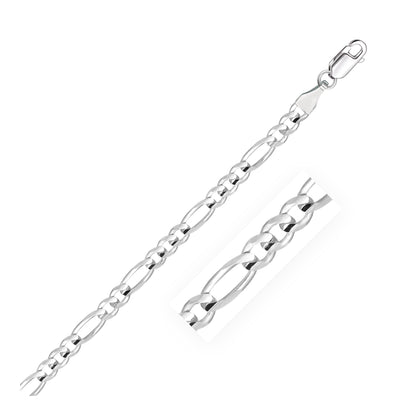 4.6mm 14k White Gold Solid Figaro Bracelet by Bids.com