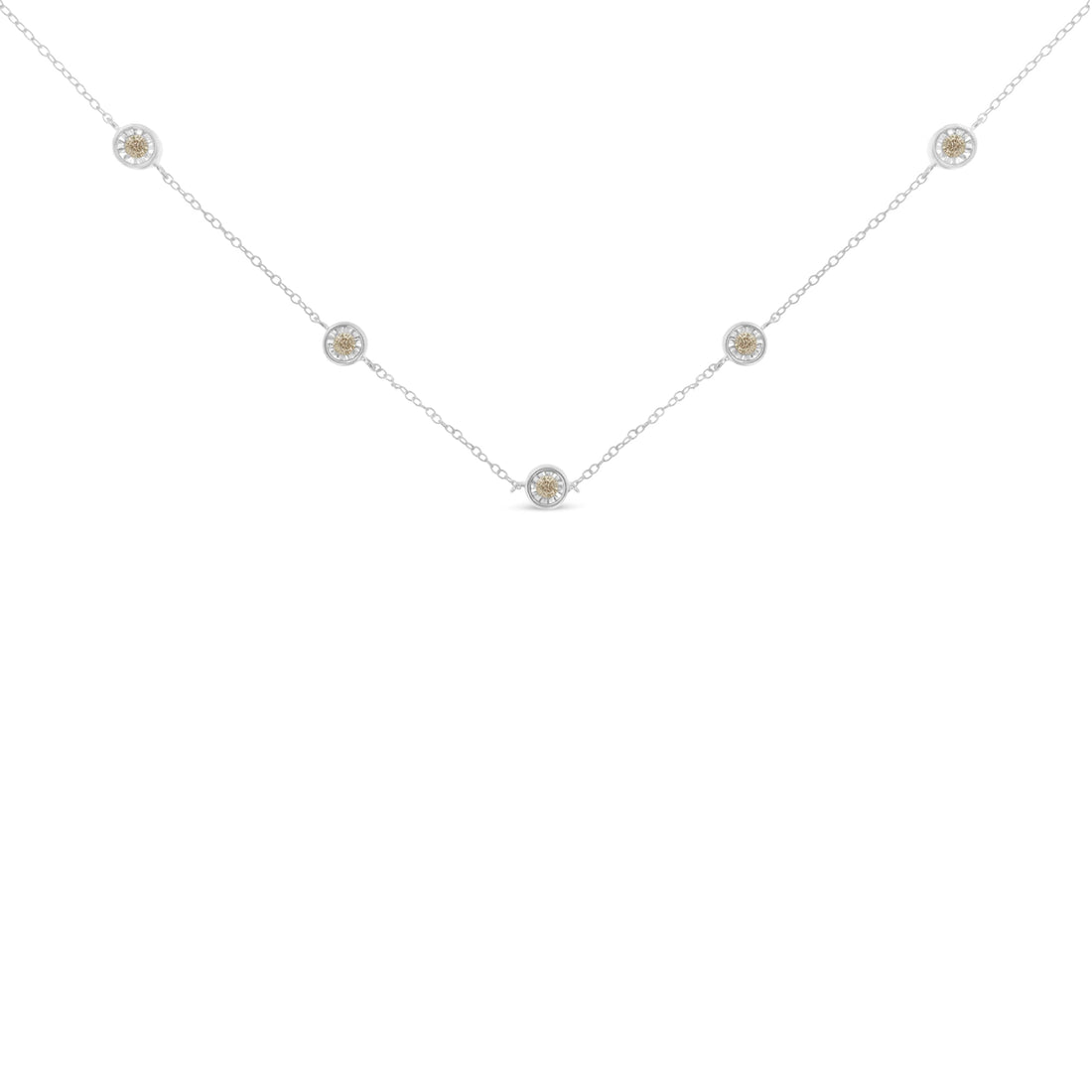 Sterling Silver Diamond Station Necklace (1/2 cttw, I-J Color, I1-I2 Clarity) by Bids.com