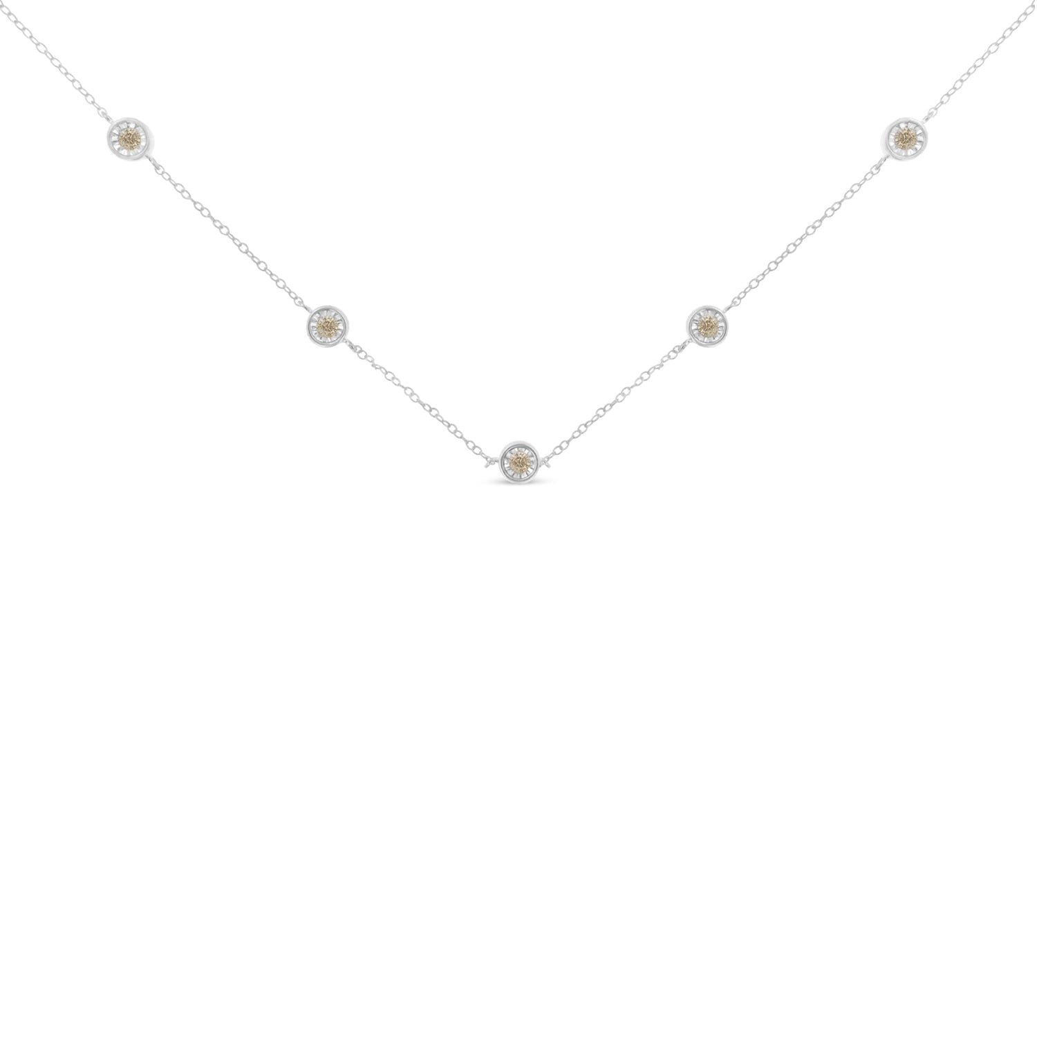 Sterling Silver Diamond Station Necklace (1/2 cttw, I-J Color, I1-I2 Clarity) by Bids.com