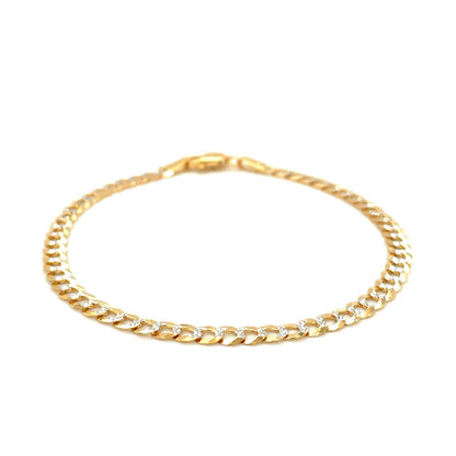 3.6mm 14k Two Tone Gold Pave Curb Bracelet by Bids.com