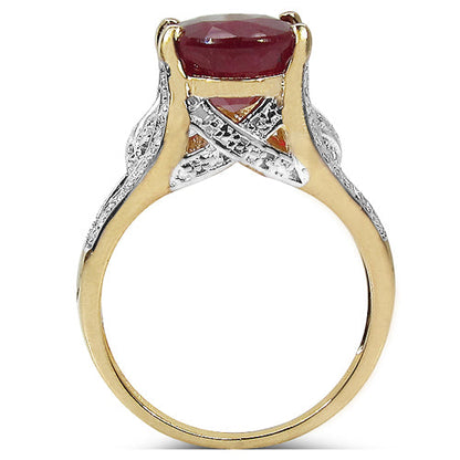 14K Yellow Gold Plated 4.00 Carat Genuine Ruby .925 Sterling Silver Ring by Bids.com