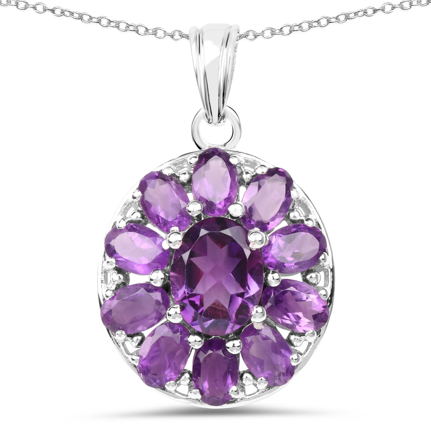 6.50 Carat Genuine Amethyst .925 Sterling Silver Pendant  DestGlow