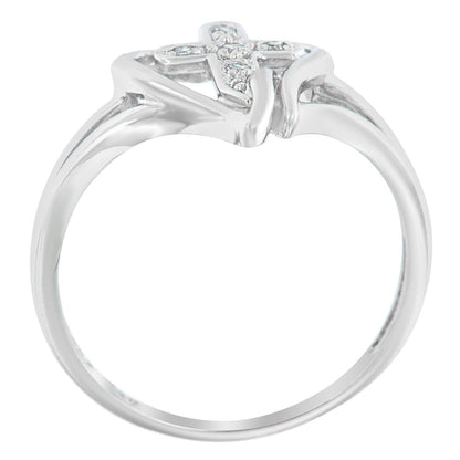 10K White Gold Diamond-Accented Cross &amp; Open Heart Promise Fashion Ring (H-I Color, I1-I2 Clarity) - Size 7 by Bids.com