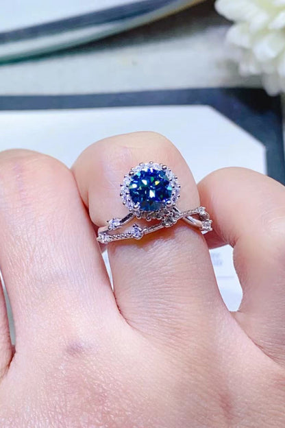 1 Carat Blue Brilliant Round Cut Sparkala™ Platinum Over Pure Sterling Silver Ring (Blue Or Purple) by Sparkala