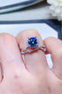 1 Carat Blue Brilliant Round Cut Sparkala™ Platinum Over Pure Sterling Silver Ring (Blue Or Purple) by Sparkala