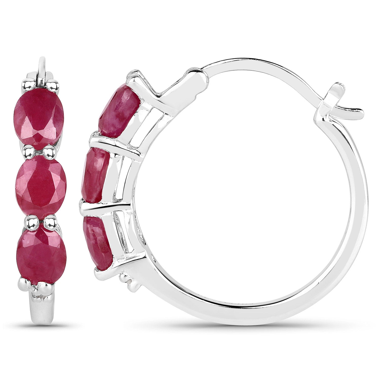 1.81 Carat Genuine Ruby and White Diamond .925 Sterling Silver Earrings  DestGlow