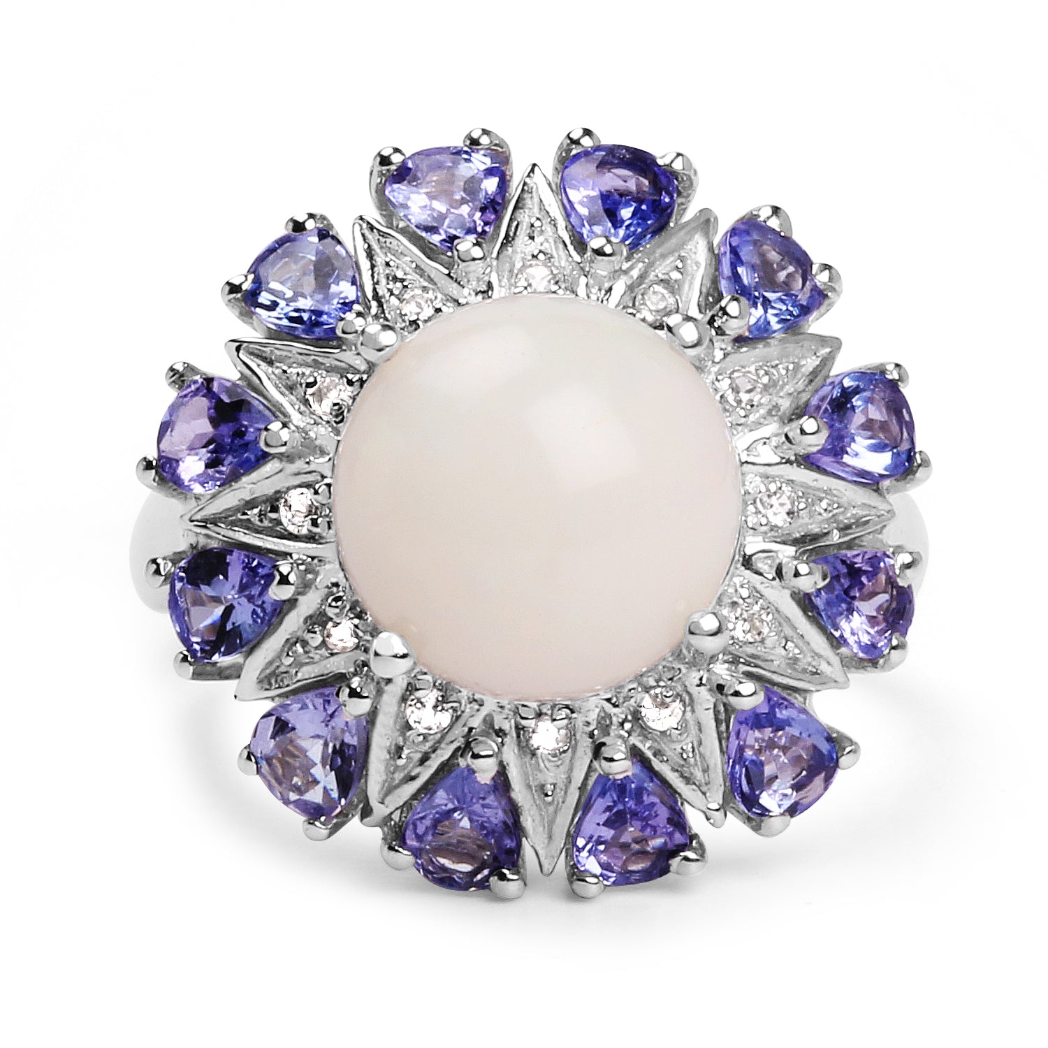 4.25 Carat Genuine Opal, Tanzanite &amp; White Topaz .925 Sterling Silver Ring by Bids.com