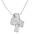 14K White Gold 2 cttw Princess and Baguette Cut Diamond Ribbon Pendant Necklace (H-I, SI-SI2) by Bids.com