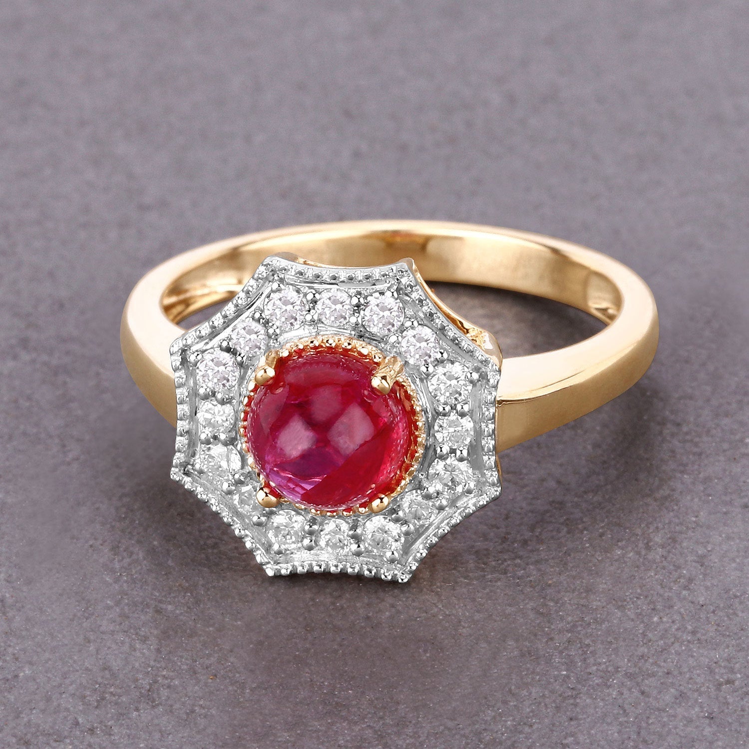 2.01 Carat Genuine Ruby and White Diamond 14K Yellow Gold Ring by Bids.com