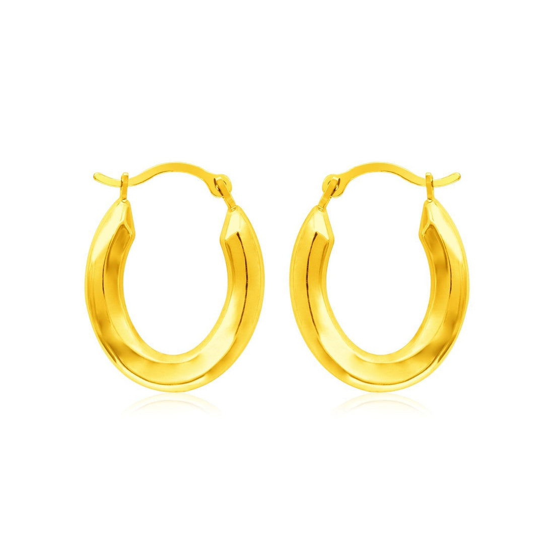 14k Yellow Gold Polished Oval Hoop Earrings by Bids.com
