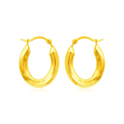 14k Yellow Gold Polished Oval Hoop Earrings by Bids.com