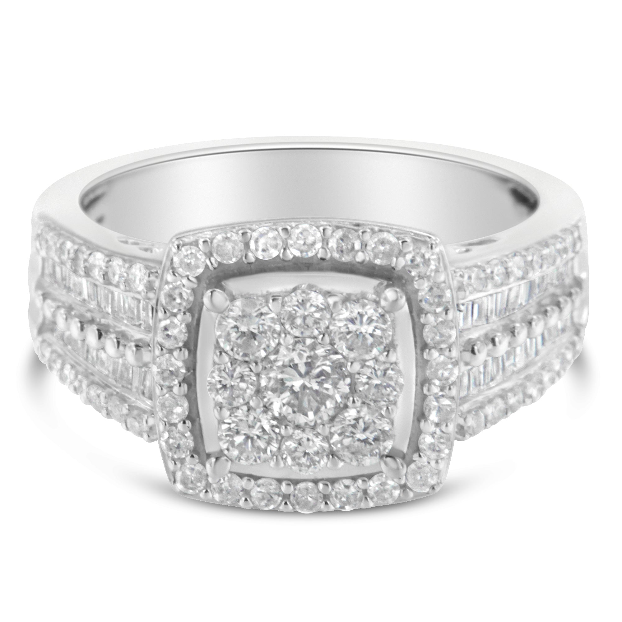 10K White Gold Diamond Cluster Ring (1 Cttw, H-I Color, I1-I2 Clarity) - Size 6-3/4 by Bids.com