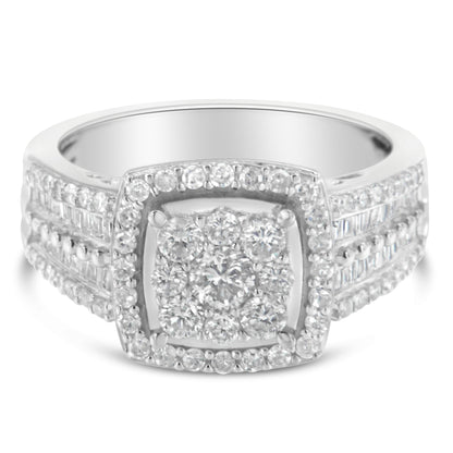 10K White Gold Diamond Cluster Ring (1 Cttw, H-I Color, I1-I2 Clarity) - Size 6-3/4 by Bids.com