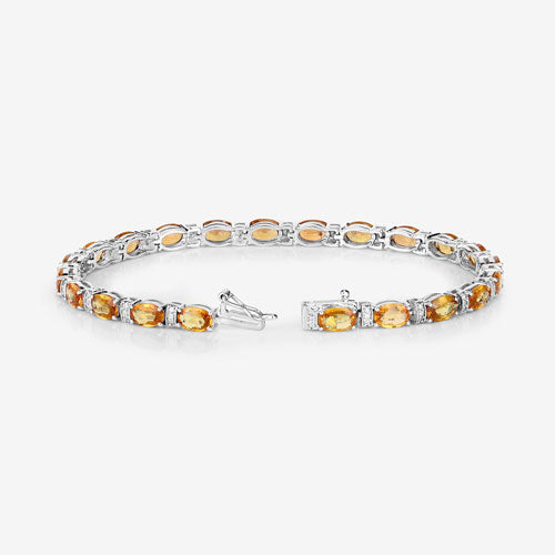 12.33 Carat Genuine Orange Sapphire and White Diamond 14K White Gold Bracelet by Bids.com