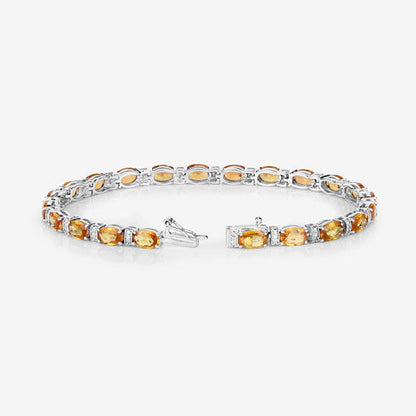 12.33 Carat Genuine Orange Sapphire and White Diamond 14K White Gold Bracelet by Bids.com