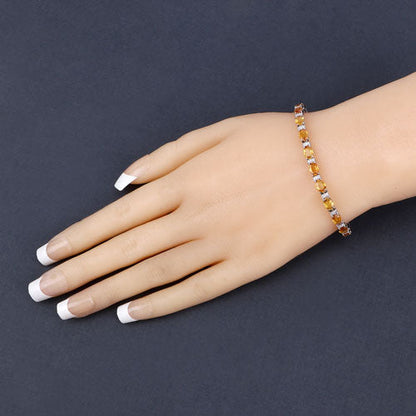 12.33 Carat Genuine Orange Sapphire and White Diamond 14K White Gold Bracelet by Bids.com