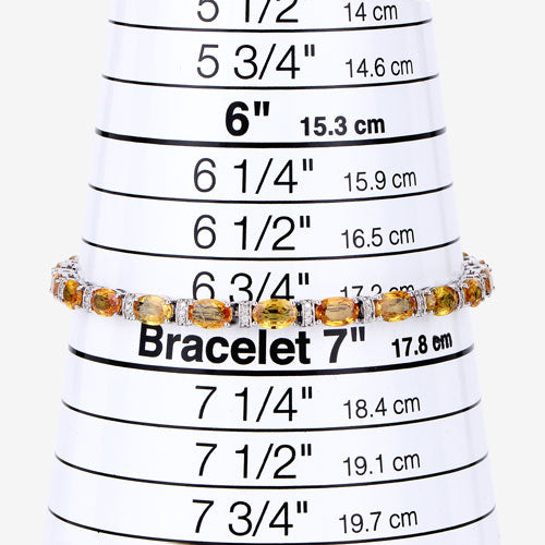 12.33 Carat Genuine Orange Sapphire and White Diamond 14K White Gold Bracelet by Bids.com