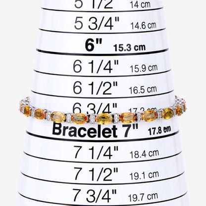 12.33 Carat Genuine Orange Sapphire and White Diamond 14K White Gold Bracelet by Bids.com