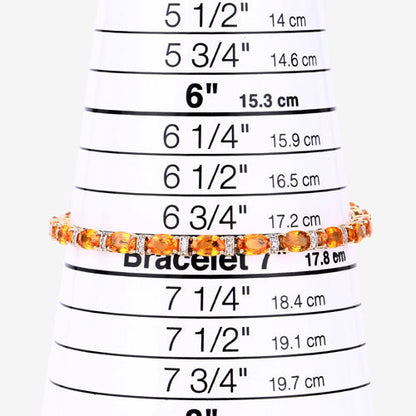 12.33 Carat Genuine Orange Sapphire and White Diamond 14K Yellow Gold Bracelet by Bids.com