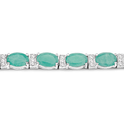 10.47 Carat Genuine Emerald and White Topaz .925 Sterling Silver Bracelet  DestGlow