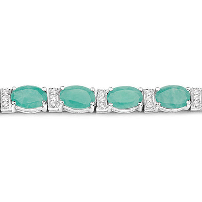 10.47 Carat Genuine Emerald and White Topaz .925 Sterling Silver Bracelet  DestGlow