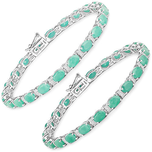 10.47 Carat Genuine Emerald and White Topaz .925 Sterling Silver Bracelet  DestGlow