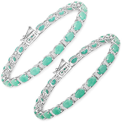 10.47 Carat Genuine Emerald and White Topaz .925 Sterling Silver Bracelet  DestGlow