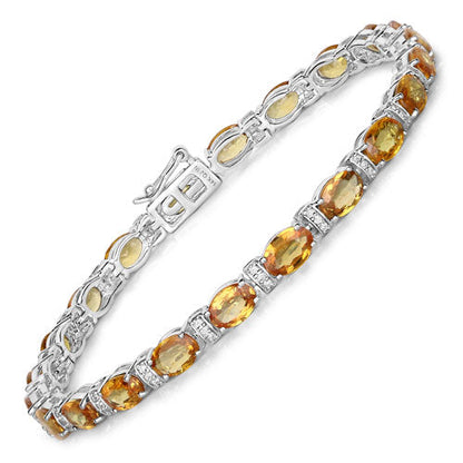 16.73 Carat Genuine Orange Sapphire and White Diamond 14K White Gold Bracelet by Bids.com