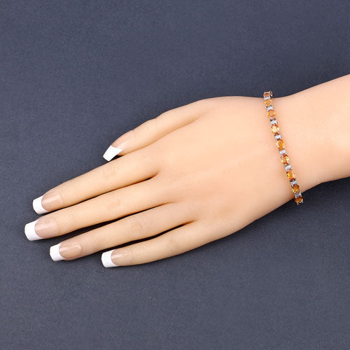 16.73 Carat Genuine Orange Sapphire and White Diamond 14K White Gold Bracelet by Bids.com