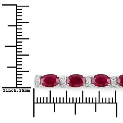 11.67 Carat Genuine Ruby and White Diamond 14K White Gold Bracelet  DestGlow