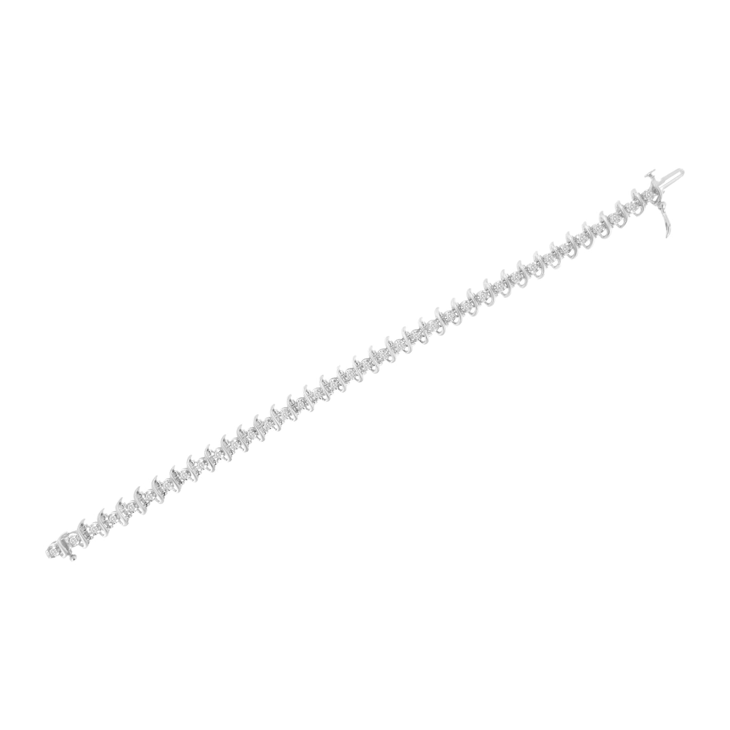 .925 Sterling Silver 1 cttw Prong-Set Diamond Link Bracelet (I-J, I1-I2) - 7.25" by Bids.com