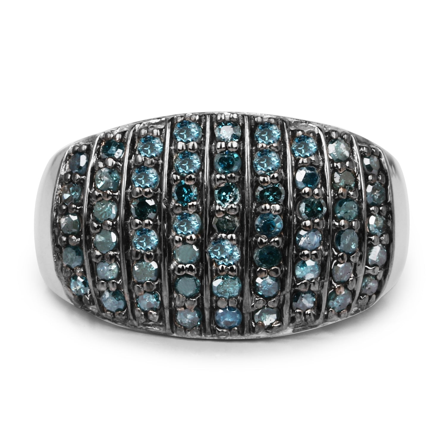0.83 Carat Genuine Blue Diamond and White Diamond .925 Sterling Silver Ring by Bids.com