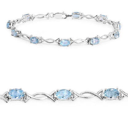 5.10 Carat Genuine Blue Topaz .925 Sterling Silver Bracelet  DestGlow