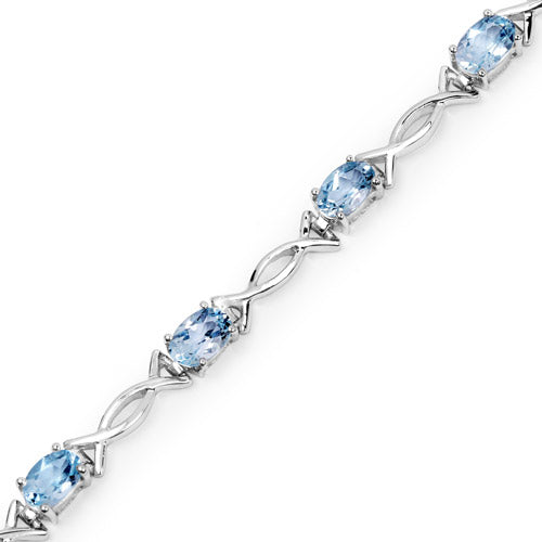 5.10 Carat Genuine Blue Topaz .925 Sterling Silver Bracelet  DestGlow