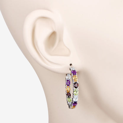 5.44 Carat Genuine Multi Stones .925 Sterling Silver Earrings  DestGlow