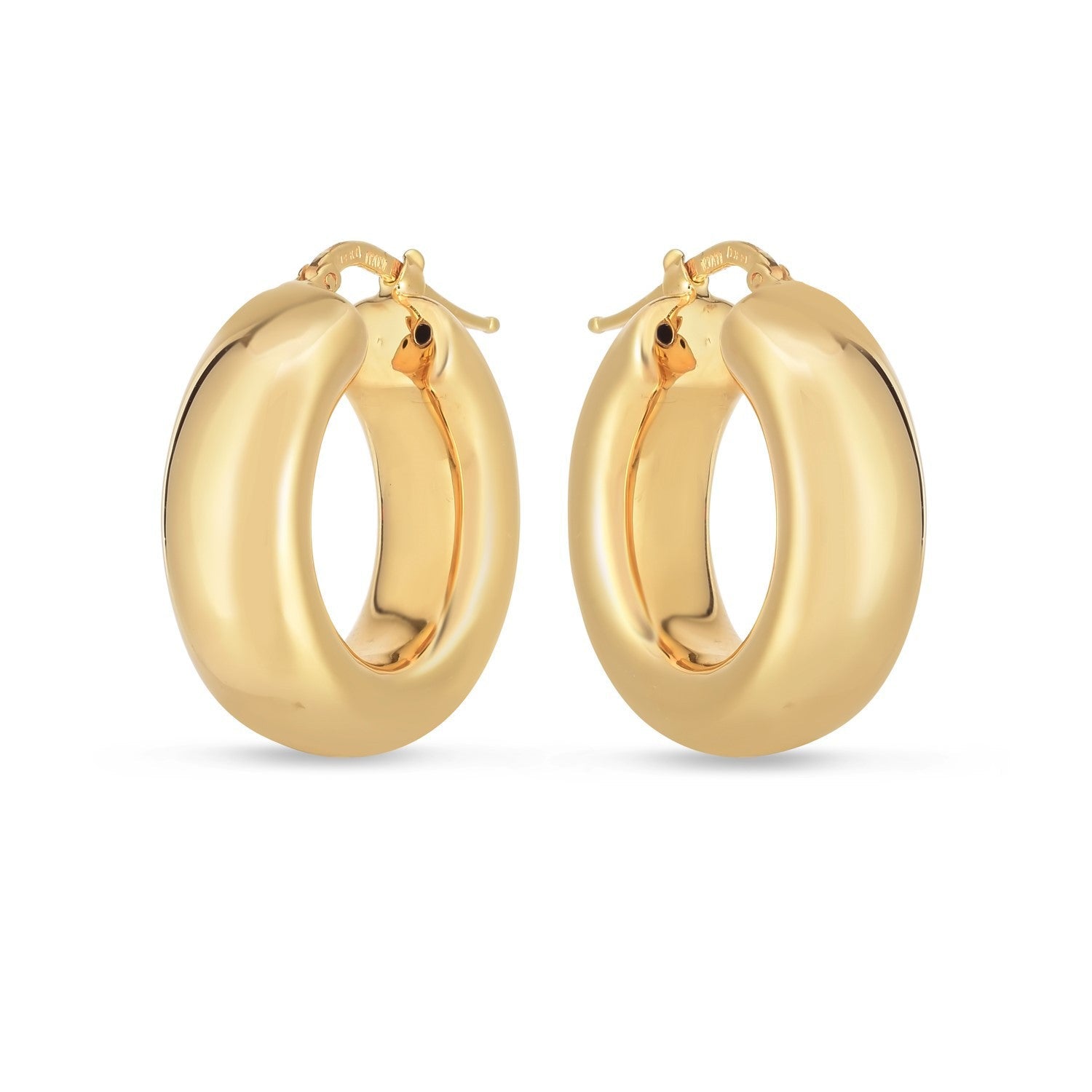 14k Yellow Gold Medium Puffy Hoops by Bids.com