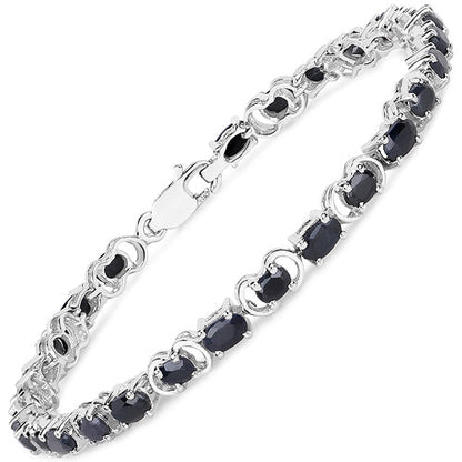 7.41 Carat Genuine Black Sapphire .925 Sterling Silver Bracelet  DestGlow
